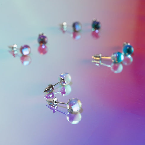 Rainbow Supernova | .925 Sterling Silver | Galaxy Glass Mini Stud Earrings